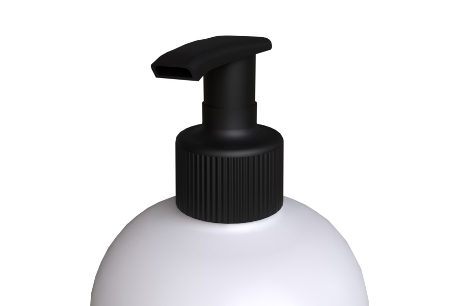 Lotion Pump SLIM 28/410 color black, wiew design shape on 500ml bottle