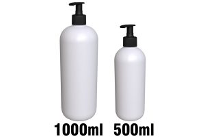 HDPE pullot Pyöreäolkainen 1000ml sekä 500ml muovipullo