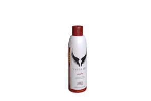 Cosmetic 250ml bottle with red flip top cap